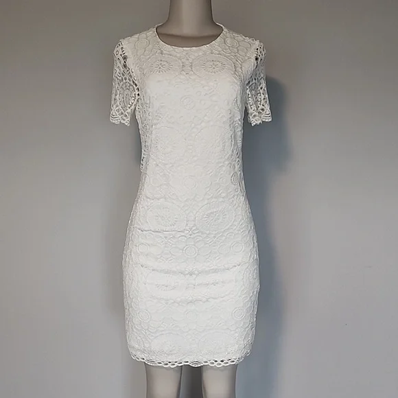 chinese dress ladies Hearts Aflutter Long Sleeve Open Back Lace Mini Dress White– Selfie Leslie main image 1